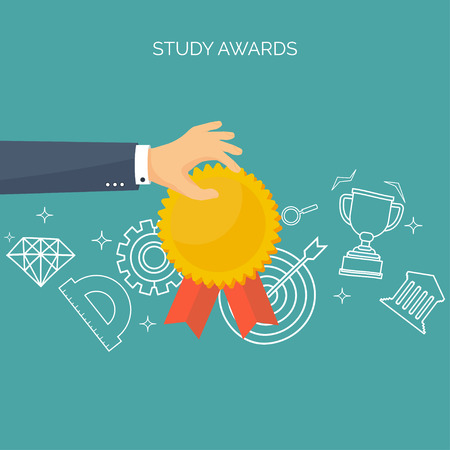 Vector illustration. Flat backgrounds set. Distance education,learning. Online courses, web school. Knowledge,information. Study process. E-learning.のイラスト素材