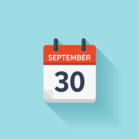 September  30. Vector flat daily calendar icon. Date and time, day, month. Holiday.のイラスト素材