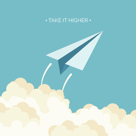 Vector illustration. Flat paper plane. Launch. Project startup.のイラスト素材