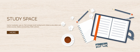 Vector illustration. Flat backgrounds set. Distance education,learning. Online courses, web school. Knowledge,information. Study process. E-learning.のイラスト素材