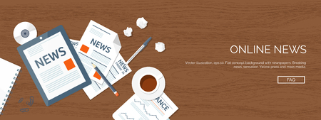 Vector illustration. Flat header. Online news. Newsletter,information. Business, market information. Financial report.のイラスト素材