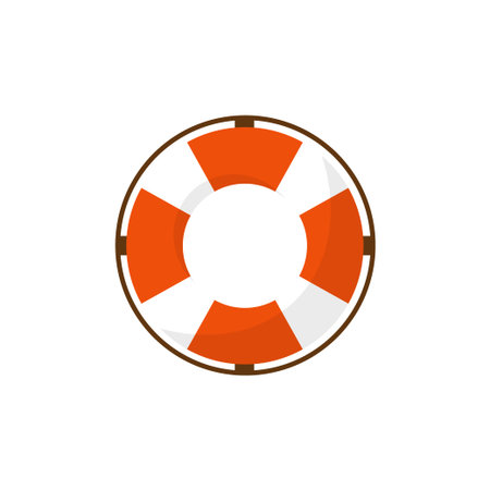 Lifebuoy in a flat style. Protection equipment for swimming. Summer sea holidays. Vector...