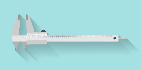 Caliper in a flat style. Mesurement. Building and construction. Vector illustrationのイラスト素材