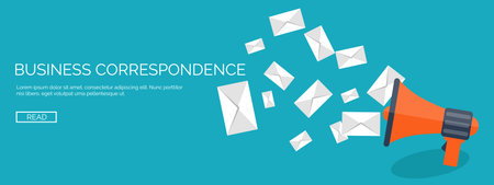 Vector illustration. Flat backgrounds set. Social media, chatting. Global communication. Laptop, computer, loudspeaker. Emailing. Web chat, internet messages. Sms.のイラスト素材