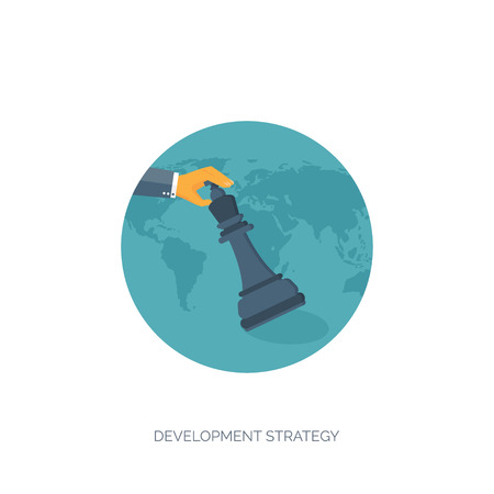 Vector illustration. Flat background with chess.Strategy. Money making. Bank deposit. Financials.のイラスト素材