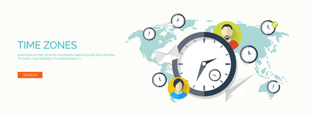 Vector illustration. Clock flat icon. World time concept. Business background. Internet marketing. Daily infographic.のイラスト素材