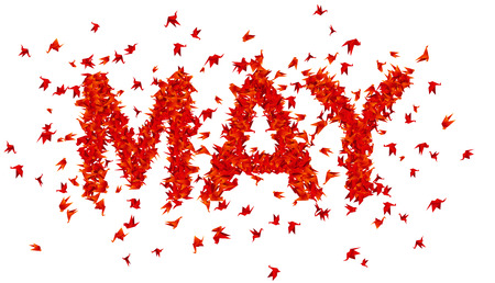 Origami bird.Vector illustration.Polygonal shape.Art of paper folding.Japan crane,pigeon. Date, month of the year. Mayのイラスト素材