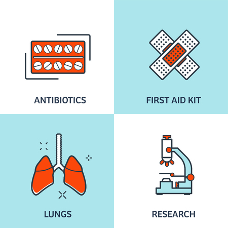 Vector illustration. Flat medical background. Health care,first aid, research,cardiology. Medicine,study. Chemical engineering,pharmacy. Outline, lined.のイラスト素材