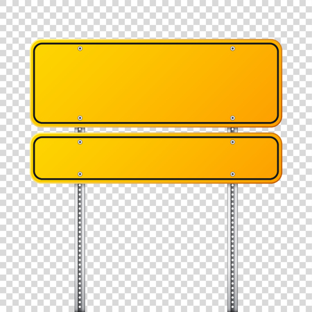 Road yellow traffic sign. Blank board with place for text.Mockup. Isolated information sign. Direction. Vector illustration.のイラスト素材