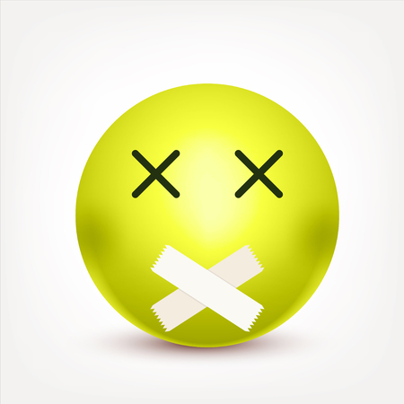 Smiley,emoticon. Yellow face with emotions. Facial expression. 3d realistic emoji. Sad,happy,angry faces.Funny cartoon character.Mood. Web icon. Vector illustration.のイラスト素材