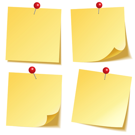 Sticky note with shadow isolated on transparent background. Yellow paper. Message on notepaper. Reminder. Vector illustration.のイラスト素材