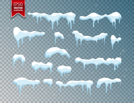 Snow, ice cap. Snowfall with snowflakes. Winter season. Isolated on transparent background.のイラスト素材