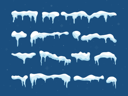 Snow, ice cap. Snowfall with snowflakes. Winter season. Isolated on white background.のイラスト素材