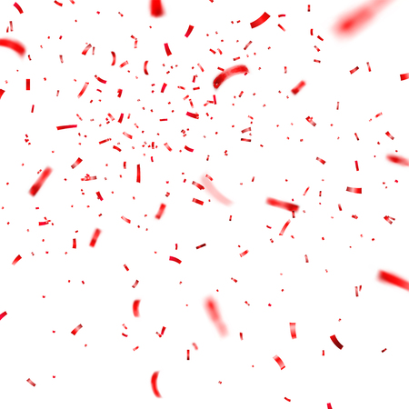 Christmas, Valentine's day red confetti on transparent background. Falling shiny confetti glitters. Festive party design elements.のイラスト素材