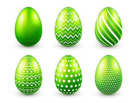 Green easter eggs with designs.のイラスト素材
