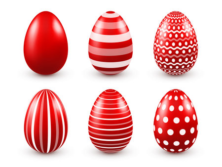 Red easter eggs with designs.のイラスト素材