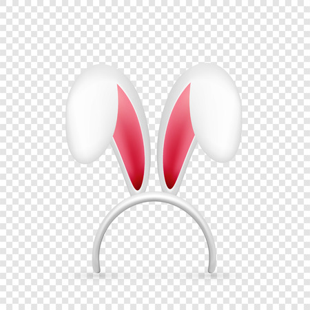 Easter bunny ears. Pink and white mask with rabbit ear. Spring seasonal cute hat. April, March holidaysのイラスト素材
