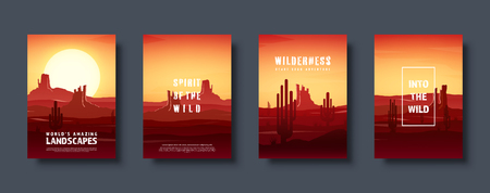 Desert trip. Extreme tourism and travelling. Back to nature. Sands. Exploring Africa. Horizont line with sky. Mountaines. Vector illustration.のイラスト素材