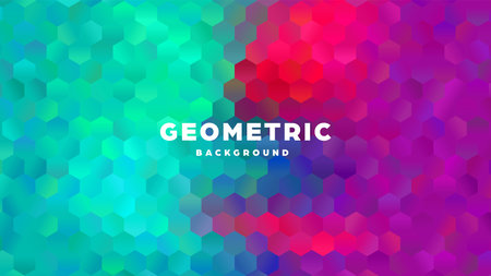 Hexagonal polygonal abstract background. Colorful triangle gradient design. Low poly hexagon shape...
