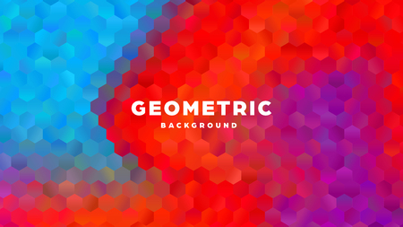 Hexagonal polygonal abstract background. Colorful triangle gradient design. Low poly hexagon shape banner. Vector illustration.のイラスト素材