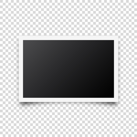 Photo card frame,film. Retro vintage photograph with shadow. Digital snapshot image. Photography art. Template or mockup for design. Vector illustrationのイラスト素材