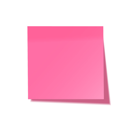 Realistic sticky note with shadow. Pink paper. Message on notepaper. Reminder. Vector illustrationのイラスト素材