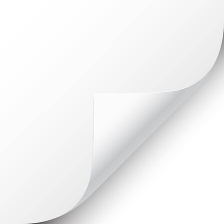 Curled page corner with shadow on white background. Blank sheet of paper. Vector illustrationのイラスト素材