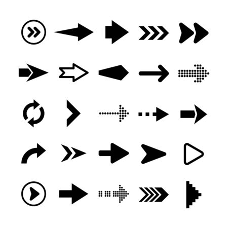 Black Arrows Set on Whiteのイラスト素材
