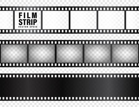 Realistic film strips collection on transparentのイラスト素材