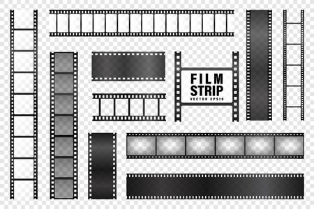 Realistic film strips collection on transparentのイラスト素材