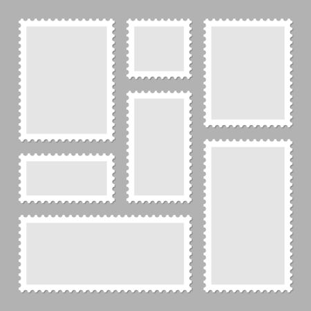Blank postage stamps collection. Sticky paper stamp. Vector illustration.のイラスト素材