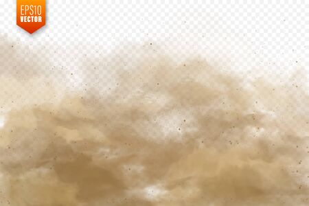 Realistic dust clouds. Sand storm. Polluted dirty brown air, smog. Vector illustration.のイラスト素材
