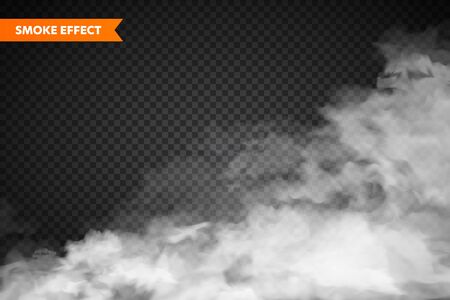  Realistic fog, mist effect. Smoke isolated on transparent background. Vector vapor in air, steam flow. Cloudsのイラスト素材