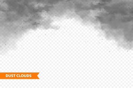 Realistic dust clouds. Sand storm. Polluted dirty air, smog. Vector illustration.のイラスト素材