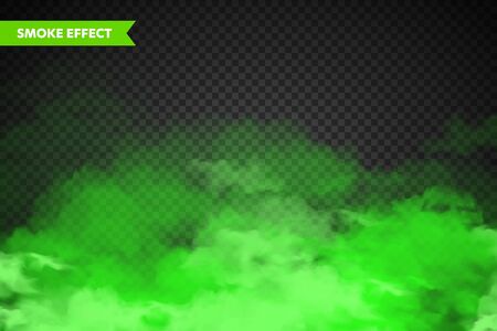 Realistic colorful smoke clouds, mist effect. Fog isolated on transparent background. Vapor in air, steam flow. Vector illustration.のイラスト素材