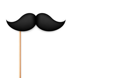Realistic fake mustache on a stick. Vintage paper mustache isolated on white background. Vector illustration.のイラスト素材