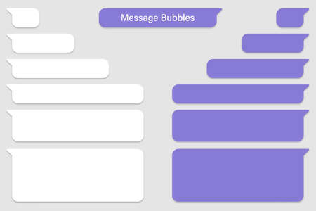 Blank vector message bubbles. Chat or messenger speech bubble. SMS text frame. Short message sending.のイラスト素材