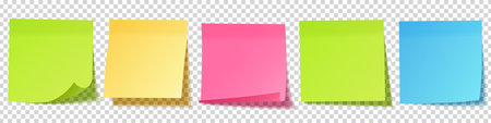 Realistic blank sticky notes. Sheets of note papers. Paper reminder. Vector illustration.