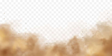 Realistic dust clouds. Sand storm. Polluted dirty brown air, smog. Vector illustration.のイラスト素材