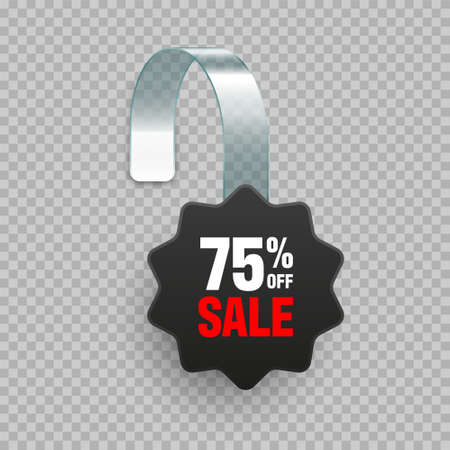 Supermarket promotional wobbler with ad text. Realistic vector template for shelf advertising. Sale or discount label. Special offer price tag.のイラスト素材