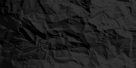 Black crumpled paper texture pattern. Rough grunge old blank. Vector abstract background.のイラスト素材