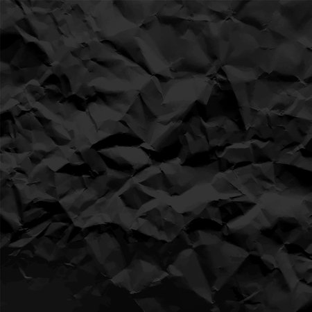 Black crumpled paper texture pattern. Rough grunge old blank. Vector abstract background.のイラスト素材