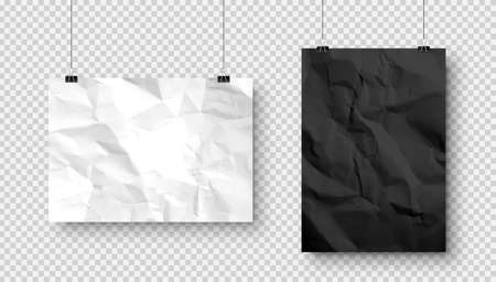 Black and white crumpled notebook page.のイラスト素材