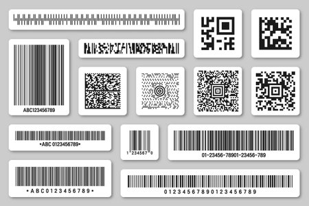 Set of product barcodes and QR codes. Identification tracking code. Serial number, product ID with...