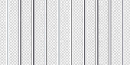 Realistic metal prison bars. Detailed jail cage, prison iron fence. Criminal background mockup. Creative vector illustration.のイラスト素材