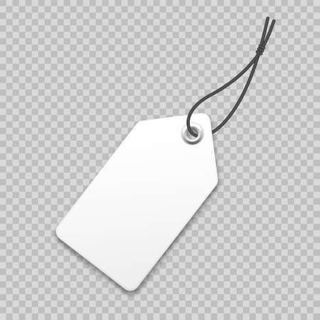 Realistic price tag. Special offer or shopping discount label. Retail paper sticker. Blank promotional sale badge. Vector illustration.のイラスト素材