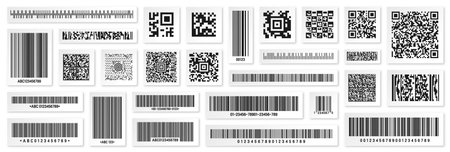 Set of product barcodes and QR codes. Identification tracking code. Serial number, product ID with...