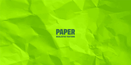 Colorful green crumpled paper texture. Rough grunge old blank. Colored background. Vector illustrationのイラスト素材