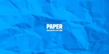 Colorful blue crumpled paper texture. Rough grunge old blank. Colored background. Vector illustrationのイラスト素材