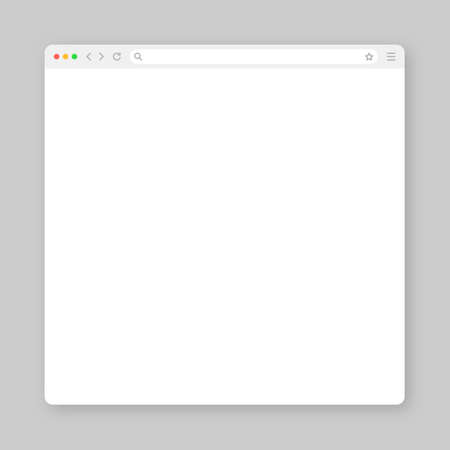 Blank web browser window with toolbar and search field. Modern website, internet page in flat style. Browser mockup for computer, tablet and smartphone. Vector illustrationのイラスト素材